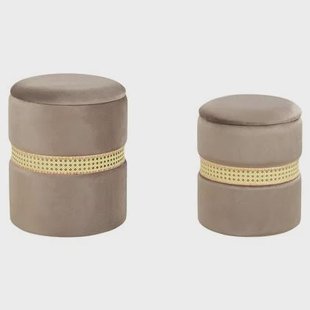 Beliani - MEDFORD - Poef - Taupe - Fluweel Beliani - MEDFORD - Poef - Taupe - Fluweel