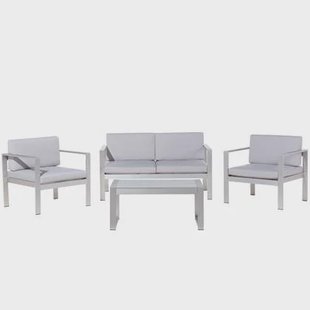 Beliani - SALERNO - Loungeset voor 4 - Grijs - Aluminium