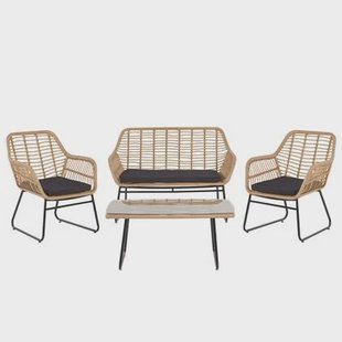 Beliani - MINORI - Loungeset voor 4 - Natuurlijk - PE rotan