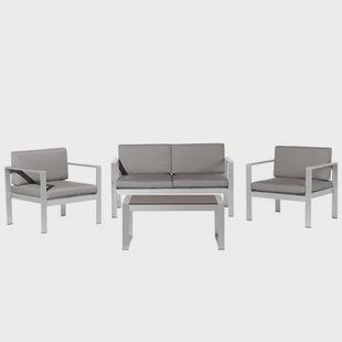 Beliani - SALERNO - Loungeset voor 4 - Donkergrijs - Aluminium