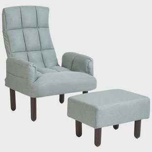 Beliani - OLAND - Fauteuil met hocker - Mintgroen - Linnen