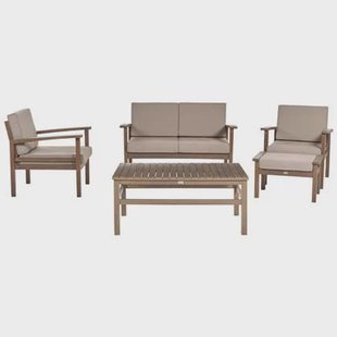 Beliani - MANILA II - Loungeset voor 4 - Donker houtkleur - Acaciahout