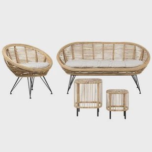 Beliani - MARATEA| CESENATICO - Loungeset 3-zits - Lichtbeige - Rotan
