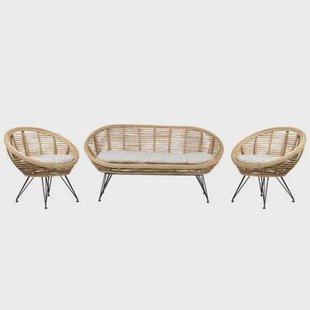 Beliani - MARATEA - Loungeset 4-zits - Lichtbeige - Rotan