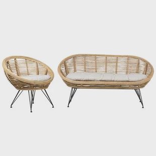 Beliani - MARATEA - Loungeset - Lichtbeige - Rotan