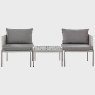 Beliani - TERRACINA - Loungeset voor 2 - Lichtgrijs - Aluminium