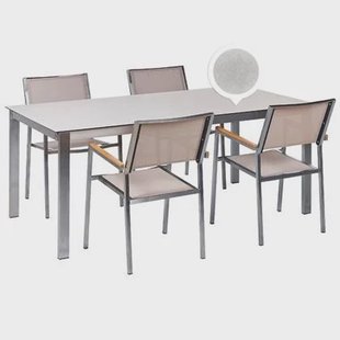 Beliani - COSOLETO|GROSSETO - Tuinset 4 persoons - Wit - Graniet|Glas