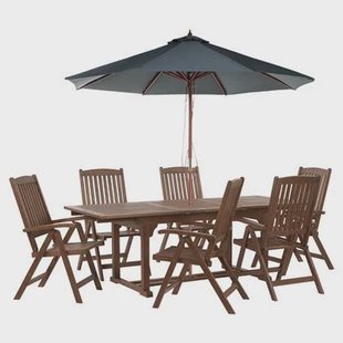 Beliani-AMANTEA-Tuinset voor 6-Donkere houtkleur|Grijs-Acaciahout