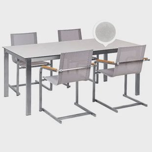 Beliani - COSOLETO - Tuinset 4 persoons - Wit - Graniet|Glas