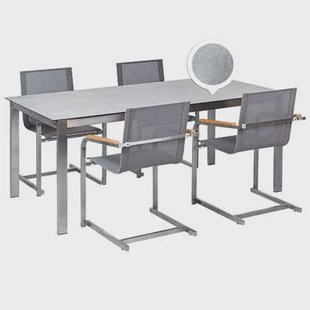 Beliani - COSOLETO - Tuinset 4 persoons - Grijs - Graniet|Glas