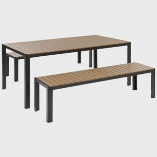 Beliani - NARDO - Tuinset voor 6 - Zwart|Bruin - Kunsthout