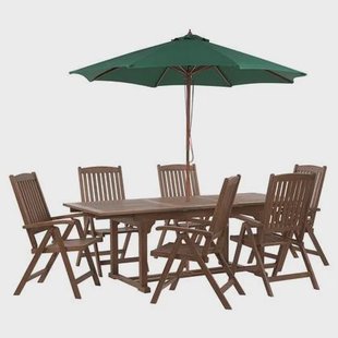 Beliani-AMANTEA-Tuinset voor 6-Donkere houtkleur|Groen-Acaciahout