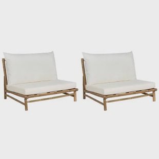 Beliani - TODI - Fauteuil set van 2 - Lichthout|Wit - Bamboe