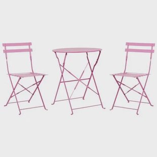 Beliani - FIORI - Bistroset voor 2 - Roze - Staal