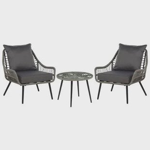 Beliani - LAURETO - Bistroset voor 2 - Grijs - PE rotan