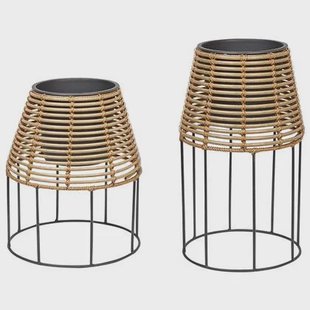 Beliani - BORAGO - Bloempot set van 2 - Lichtbruin - PE rotan