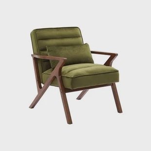 sweeek - Scandinavische fauteuil in heveahout en velours