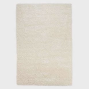 Tapeso Hoogpolig vloerkleed velvet - Posh wit - 160x230 cm