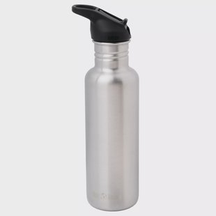 Klean Kanteen Classic Water Bottle 1011192 Brushed Stainless, Flip Seal Sport Cap, drinkfles, 800 ml