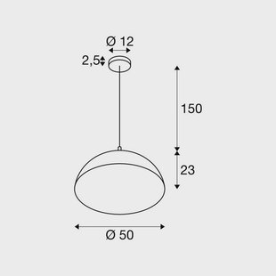 SLV hanglamp Forchini, 50 cm zwart/goudkleurig kunststof