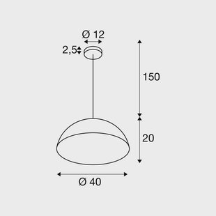 SLV hanglamp Forchini M, 40 cm, zwart/goudkleurig, metaal