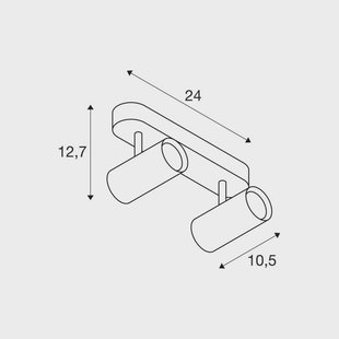 SLV plafondspot Noblo, zwart, dimbaar naar warm, lengte 24 cm