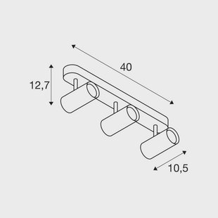 SLV LED plafondspot Noblo, 2.700 K, zwart, lengte 40 cm