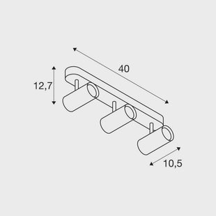 SLV LED plafondspot Noblo, 3.000 K, zwart, lengte 40 cm