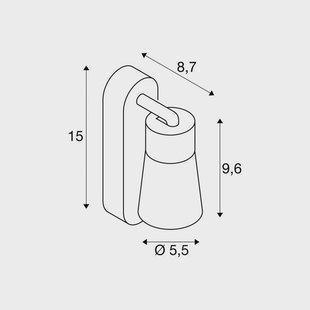 SLV wandlamp Puri 2.0 Cone, zwart/goudkleurig, 15 cm