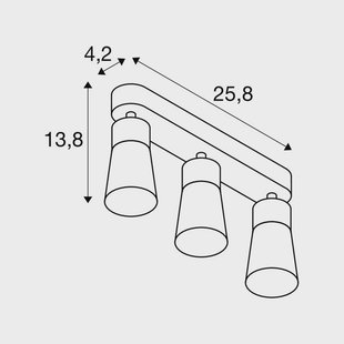 SLV plafondlamp Puri 2.0 Cone, wit, lengte 26 cm, 3-lamps.