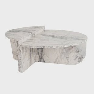 Giga Meubel - Salontafel Rond Wit Marmerlook - 90x60x30cm - Orion