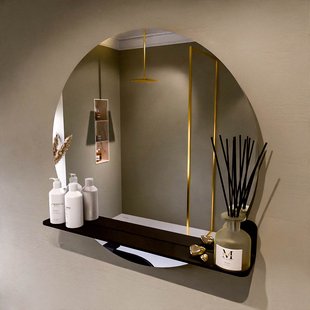 MONDIAZ SPOT spiegel rond 80cm met Spiegelplanchet kleur Urban.