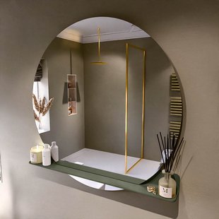 MONDIAZ SPOT spiegel rond 120cm met Spiegelplanchet kleur Army.