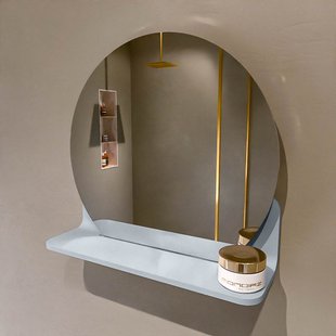 MONDIAZ SPOT spiegel rond 40cm met Spiegelplanchet kleur Clay.