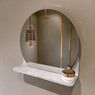 MONDIAZ SPOT spiegel rond 40cm met Spiegelplanchet kleur Opalo.