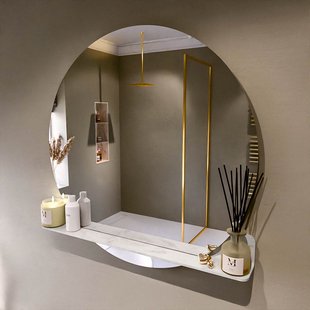 MONDIAZ SPOT spiegel rond 100cm met Spiegelplanchet kleur Opalo.