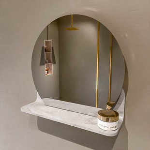 MONDIAZ SPOT spiegel rond 40cm met Spiegelplanchet kleur Ostra.