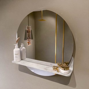 MONDIAZ SPOT spiegel rond 60cm met Spiegelplanchet kleur Ostra.