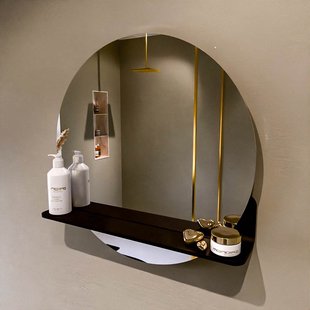 MONDIAZ SPOT spiegel rond 60cm met Spiegelplanchet kleur Urban.