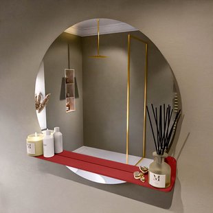 MONDIAZ SPOT spiegel rond 90cm met Spiegelplanchet kleur Fire.