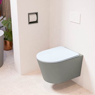 MONDIAZ LAVIE hangend toilet single fire rimless diepspoel Smoke, Toiletzitting met quick-release & softclose Clay