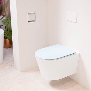 MONDIAZ LAVIE hangend toilet single fire rimless diepspoel Talc, Toiletzitting met quick-release & softclose Clay