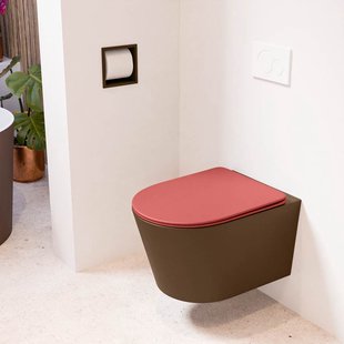 MONDIAZ LAVIE hangend toilet single fire rimless diepspoel Rust, Toiletzitting met quick-release & softclose Fire