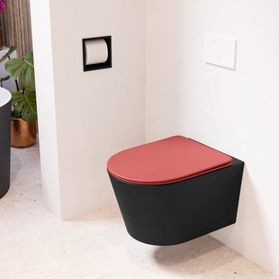 MONDIAZ LAVIE hangend toilet single fire rimless diepspoel Urban, Toiletzitting met quick-release & softclose Fire