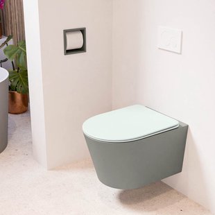 MONDIAZ LAVIE hangend toilet single fire rimless diepspoel Smoke, Toiletzitting met quick-release & softclose Greey