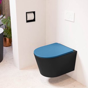 MONDIAZ LAVIE hangend toilet single fire rimless diepspoel Urban, Toiletzitting met quick-release & softclose Jeans