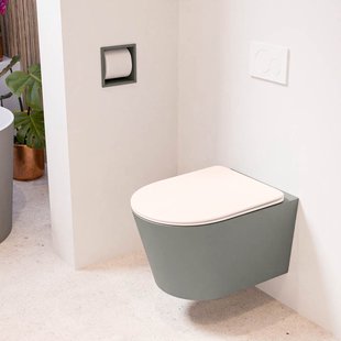 MONDIAZ LAVIE hangend toilet single fire rimless diepspoel Smoke, Toiletzitting met quick-release & softclose Rosee