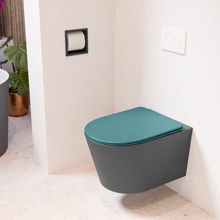 MONDIAZ LAVIE hangend toilet single fire rimless diepspoel Dark Grey, Toiletzitting met quick-release & softclose Smag