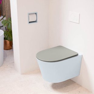 MONDIAZ LAVIE hangend toilet single fire rimless diepspoel Clay, Toiletzitting met quick-release & softclose Smoke