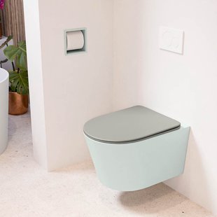 MONDIAZ LAVIE hangend toilet single fire rimless diepspoel Greey, Toiletzitting met quick-release & softclose Smoke MONDIAZ LAVIE hangend toilet single fire rimless diepspoel Greey, Toiletzitting met quick-release & softclose Smoke